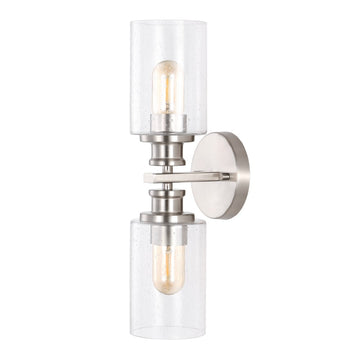 Jules Edison 16.5" Cylinder Iron/Seeded Glass Farmhouse Contemporary LED Wall Sconce
